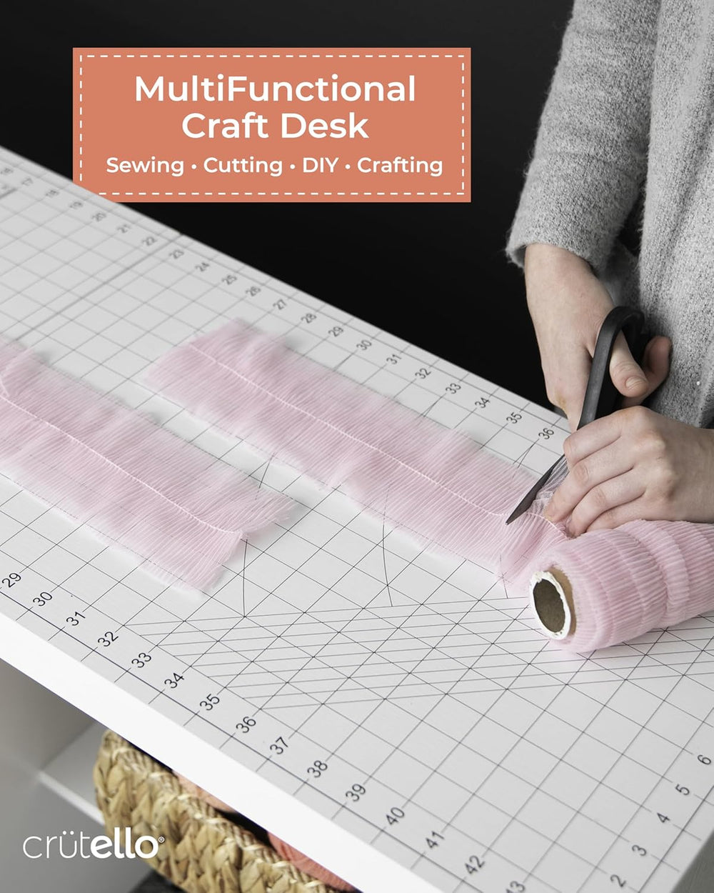 Crutello Sewing Table and Folding Craft Table with Storage for Adults - 46 in...