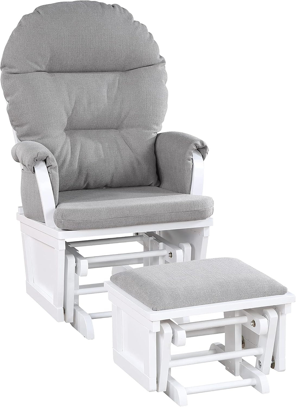 Suite Bebe Madison Nursery Rocking Chair with Ottoman, Wooden Glider for Baby Nursing, Smooth Gliding Rocker, White and Oyster