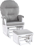 Suite Bebe Madison Nursery Rocking Chair with Ottoman, Wooden Glider for Baby Nursing, Smooth Gliding Rocker, White and Oyster
