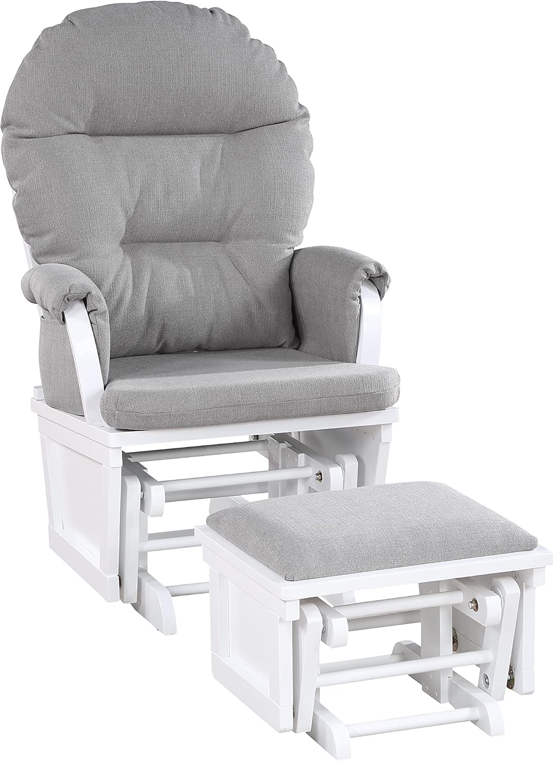 Suite Bebe Madison Nursery Rocking Chair with Ottoman, Wooden Glider for Baby Nursing, Smooth Gliding Rocker, White and Oyster