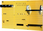 Wall Control 4 ft Metal Pegboard Standard Tool Storage Kit with Yellow Toolboard and Black Accessories