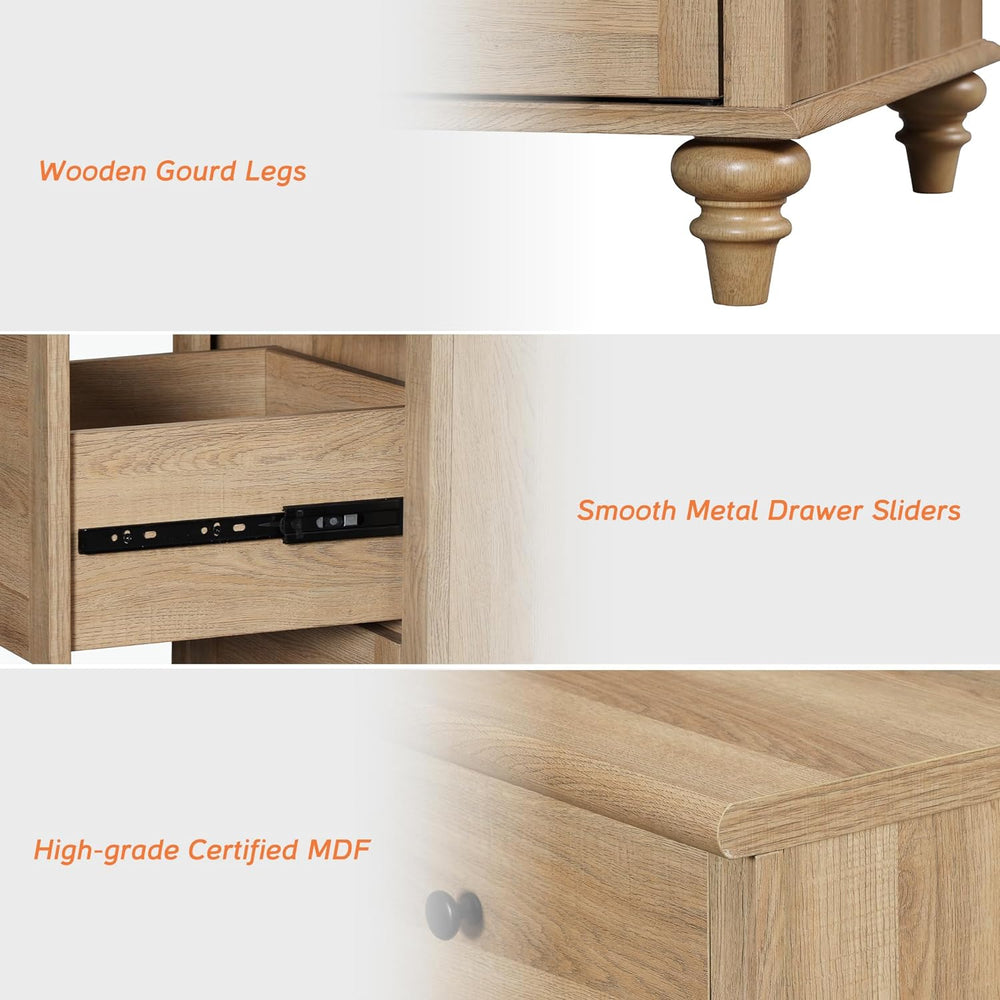 WAMAPT Buffet Cabinet with 4 Doors and 2 Drawers, Large Coffee Bar Table Wood...
