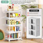 Clear Storage Bins with Lids,4 Tier Plastic Bins with Wheels,Stackable Storage Bin,Closet Organizers Box for Bedroom,Living Room,Toy,23 QT Folding Box with Magnetic door