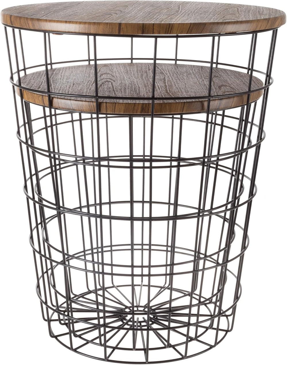 Lavish Home End Tables - Round Nesting Tables Set of 2, Brown/Black | 17.5”/1...
