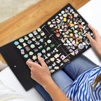 Enamel Pin Display Binder - Large Collection Storage Organizer Book with 8 Flip-Pages, 4 Ring Pin Display Folder for Brooch Buttons and Lapel Collectors. Black