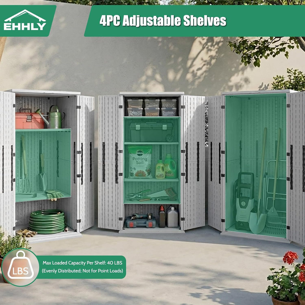EHHLY Heavy Duty Tall Storage Cabinet Outdoor Weatherproof, 28 Cuft Garage St...