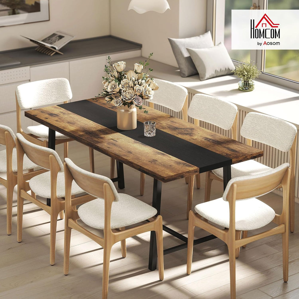 HOMCOM Industrial Dining Table for 8 People, 70.9" Long Rectangular Kitc...