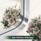 Silver Bathroom Mirror for Wall, 30x22 Inch Rectangular Aluminum Alloy Framed Mirror, Modern Wall Mounted Vanity Mirror for Bathroom, Vertical or Horizontal