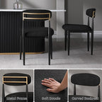 Morden Fort Black Modern Dining Chairs Set of 6, Boucle Upholstered Chairs with Curved Backrest and Sturdy Metal Legs for Dining Room, Kitchen, Living Room and Apartment