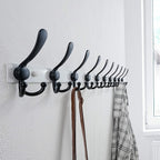 Dseap MaxStrong 2.0 Coat Rack Wall - 37” Long 10 Tri Hooks - Ultra Heavy-Duty Stainless Steel Wall Mount Coat Hanger, Hook Rail for Clothes Hats Jacket Towels White & Black, Pack of 2