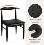 Yaheetech Dining Chairs Set of 4 Mid Century Modern Leather Dining Room Chairs with Armless Backrest & Metal Legs for Kitchen, Living Room, Black