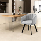Swivel Dining Chairs Set of 2: Comfy Fabric Upholstered Metal Modern Accent Kitchen Chair with Arms & Back Black & Gray