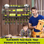 KAFAHOM Power Tool Organizer-8 Drill Holder Wall Mount,4 Layer Heavy Duty Metal Power Tool Storage Rack,Garage Tool Organizer and Storage with Screwdriver Holder/Plier Holder/Hammer Holder