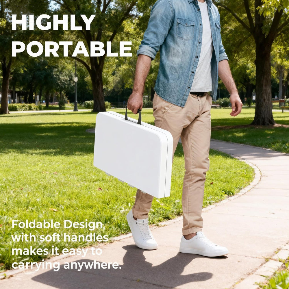 6 Feet Folding Table with Built in Handle & Fold-in-Half | Heavy Duty Por...