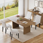 Upholstered Dining Chairs Set of 4, 19 Inches Wide Button Tufted Parsons Dining Chair with Solid Wood Legs, Modern Fabric Side Chair for Dining Room/Kitchen/Restaurant/Hotel- White Wider