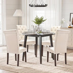 COLAMY Tufted Dining Chairs Set of 4, Accent Parsons Diner Chair Upholstered Fabric Stylish Kitchen Chairs with Solid Wood Legs and Padded Seat, Beige