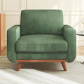 Vesgantti 38.5" Accent Chair Green, Comfy Corduroy Single Sofa Seat with Spring Cushion, Upholstered Armchair with Deep Seat, Reading Chair for Adults, Modern Sofa for Living Room, Bedroom