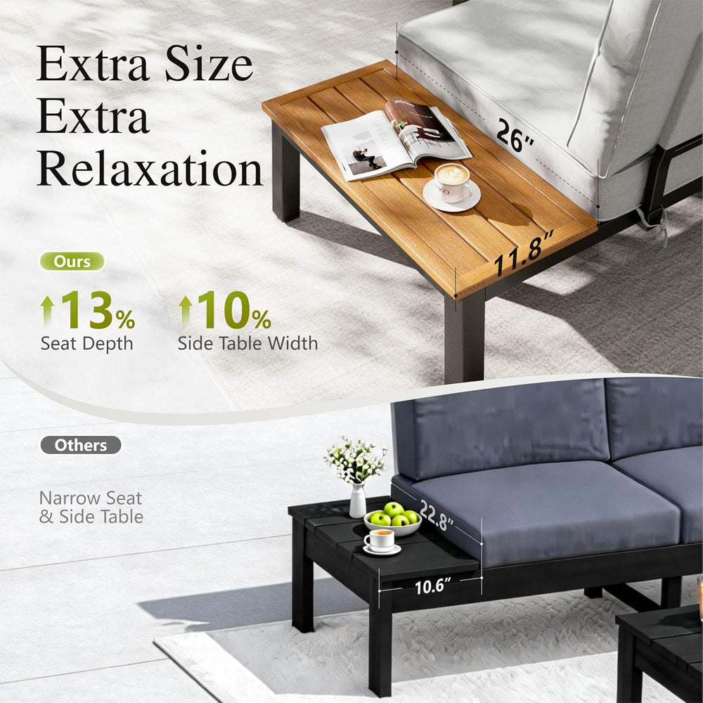 Sophia & William 7 Piece Metal Outdoor Sectional Sofa with Cushion, Patio...
