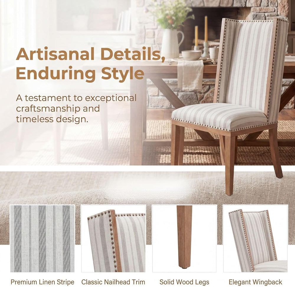 Kmax High Back Dining Chairs Set of 2, Parsons Dinner Chairs Upholstered Fabr...