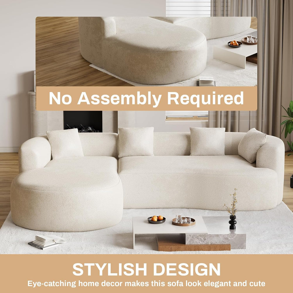 Luxury Modern Tight Curved Back Sofa, 111" Minimalist Style Comfy Couch ...