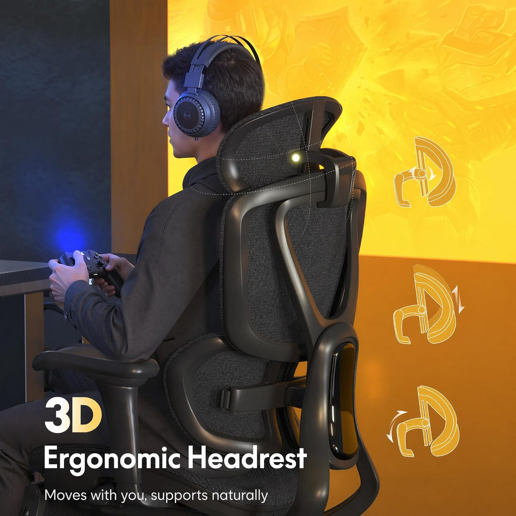 FLEXISPOT Sentinel Ergonomic Gaming Chair with 3-Year Warranty Dual-Wing Adaptive Lumbar 3D Armrests 120° 3-Position Recline Height-Adjustable Backrest Premium Computer Desk Chair for Home & Office