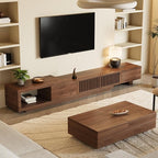 Mid-Century Modern Extendable 78.5"-105" TV Stand for TVs up to 70"-100",Entertainment Centers with 2 Drawers and 2 Storage Units, for Living Room,Bedroom,Walnut