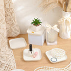 Shappy 6 Pcs White Ceramic Jewelry Tray 4.5 in Ring Holder Trinket Dish for Christmas Friendship Wedding Birthday Gifts(Square)
