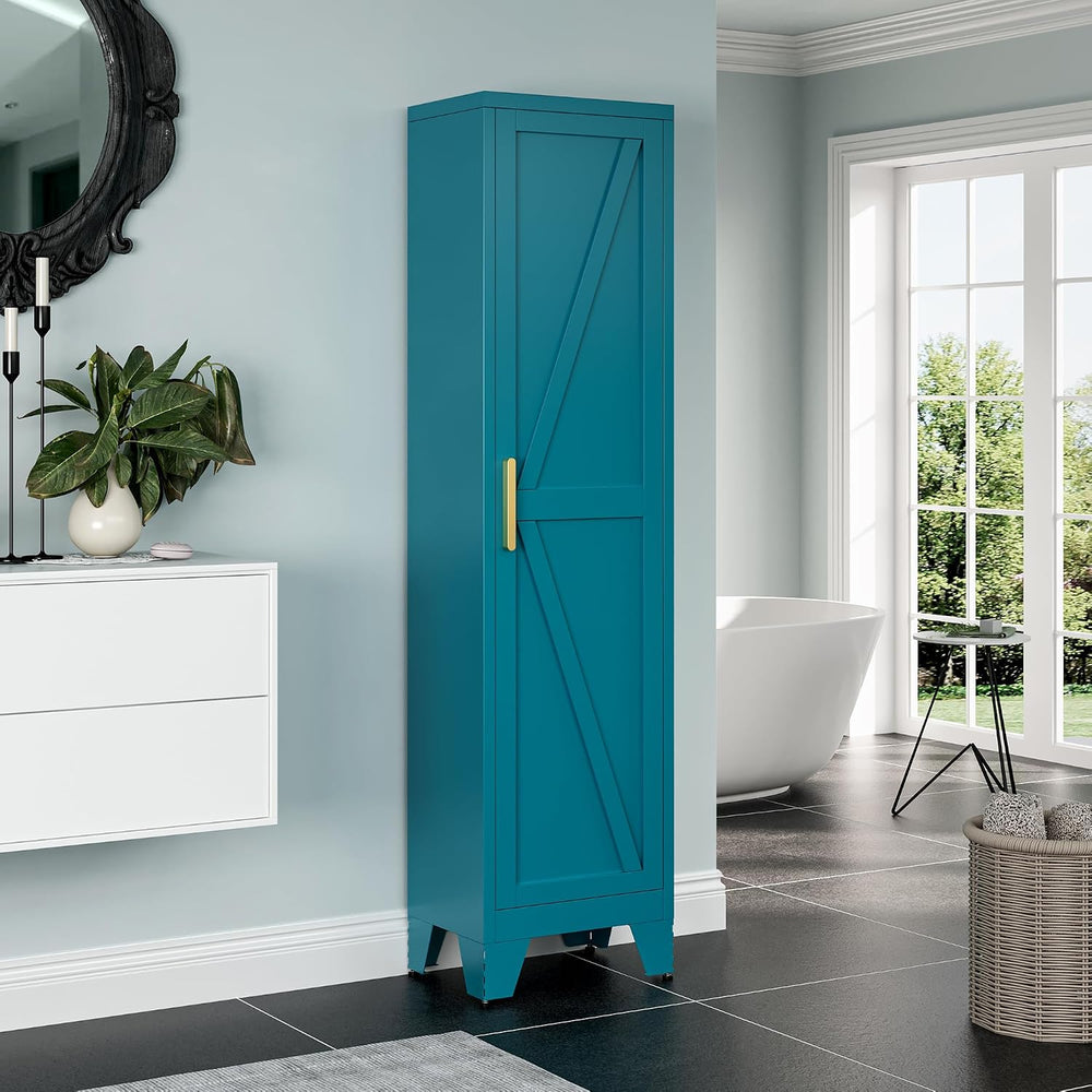 Washsemba 67'' Farmhouse Metal Storage Cabinet with Barn Doors, Steel...