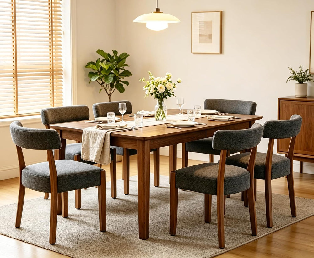 RNKSFX Upholstered Dining Chairs Set of 6, Walnut Wooden Kitchen & Dining...