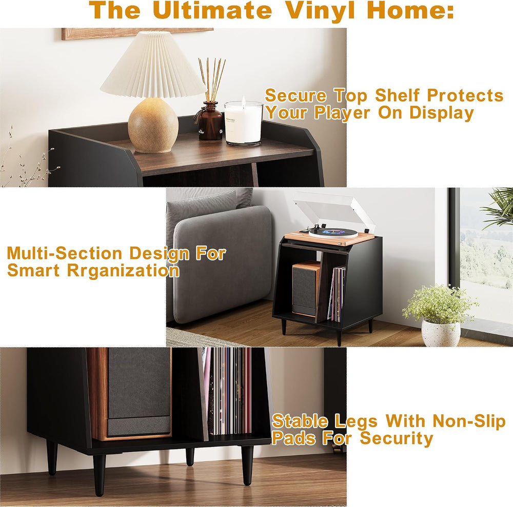 Rresyet End Table, Side Table with Adjustable Divided Shelves, Wooden Storage...