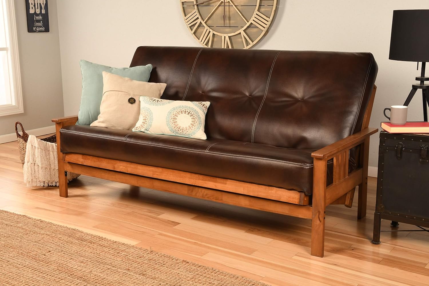 Kodiak Furniture Monterey Futon Set, No Drawers, with Barbados Base and Oregon Trail Java Mattress
