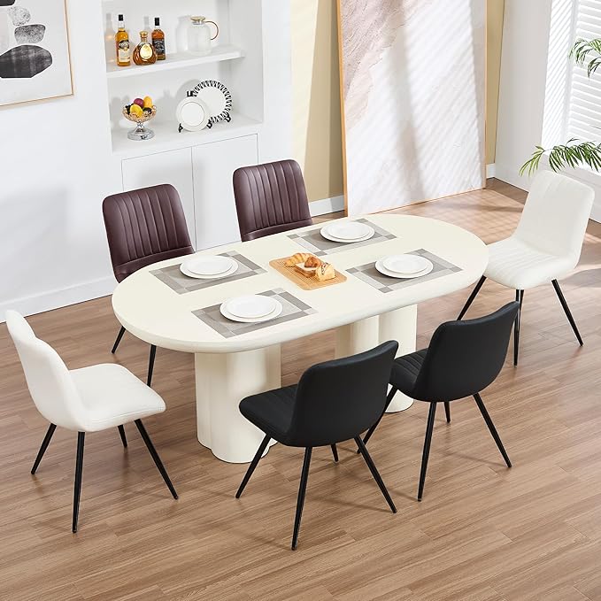 Dining Chairs Set of 2, Modern Dining Chairs with Thick Cushions, PU Leather ...