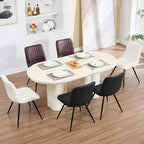 Dining Chairs Set of 2, Modern Dining Chairs with Thick Cushions, PU Leather Upholstered Kitchen Dining Room Chairs with Metal Legs for Dining Living Room (Dark Brown)