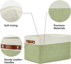 DULLEMELO Fabric Storage Bins for Laundry, Home, Foldable Storage Baskets for Shelves, Toys, Collapsible Storage Bins for Office,Bedroom(3-Pack Medium-15 inch X 11 inch X 9.5 inch , White&Green)