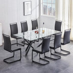 AZmac Modern Leather Dining Chairs Set of 8,Armless Kitchen Chairs,Dining Room Chairs with Upholstered Padded Seat and Sturdy Black Legs for Dining Room,Kitchen (Set of 8, Black-Black Leg)