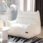 Oversized Fluffy Bean Bag Chair for Adults – Giant Cozy Bean Bag Sofa Chair with Armrests, Handle & Non-Slip Base for Your Reading Nook, Bedroom or Living Room(White-XL)