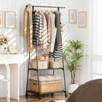 GcdPai Freestanding Clothing Rack Double-Tier with Shoe Storage | Space-Saving Closet Organizer, For Entryway, Bedroom & Walk-In Wardrobe, Triangle Coat Rack, Garment Rack