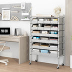 6-Tier Classics Heavy-Duty Bin Rack, Industrial Solid Steel Wire Shelving Storage Unit, Organizer with 20 Bins, Gray, for Garage/Warehouse/Kitchen/Office/Classroom