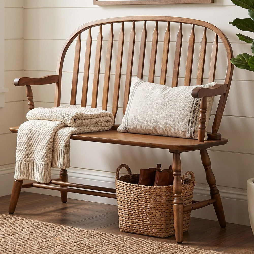 Carolina Chair & Table Farmhouse Windsor Bench – Traditional Style Spindl...