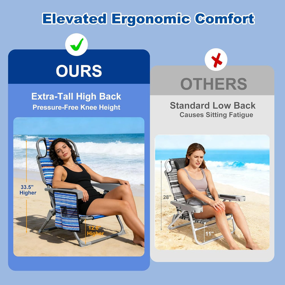 DIAMONDFORGE 2 Pack Lightweight Portable Beach Chair for Adults, 350 LBS Capa...