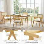 CHITA Rattan Dining Chairs Set of 4, Modern Dining Chair with 2.8inch Cushion, Rubberwood Frame Accent Chairs for Dining Room/Kitchen/Living Room, Oak