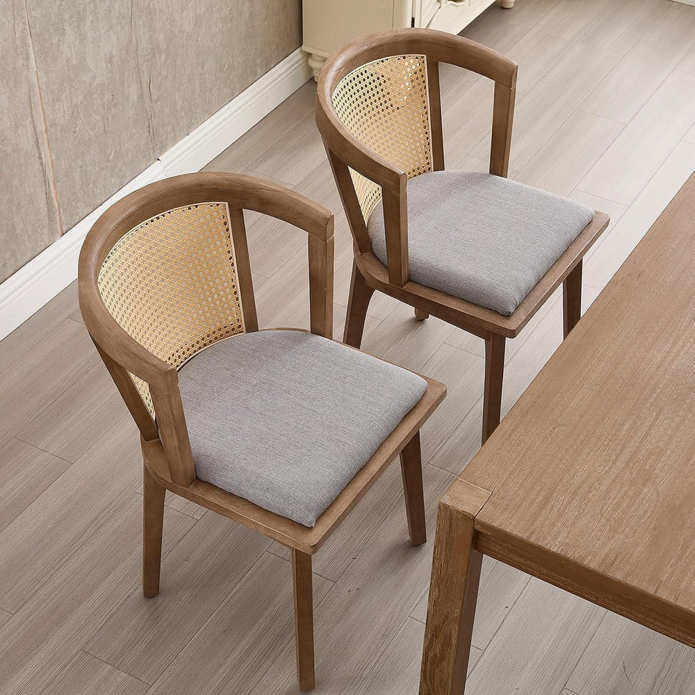 Kmax Modern Rattan Dining Chair Set of 4 Farmhouse Semi Barrel Dining Room Ch...