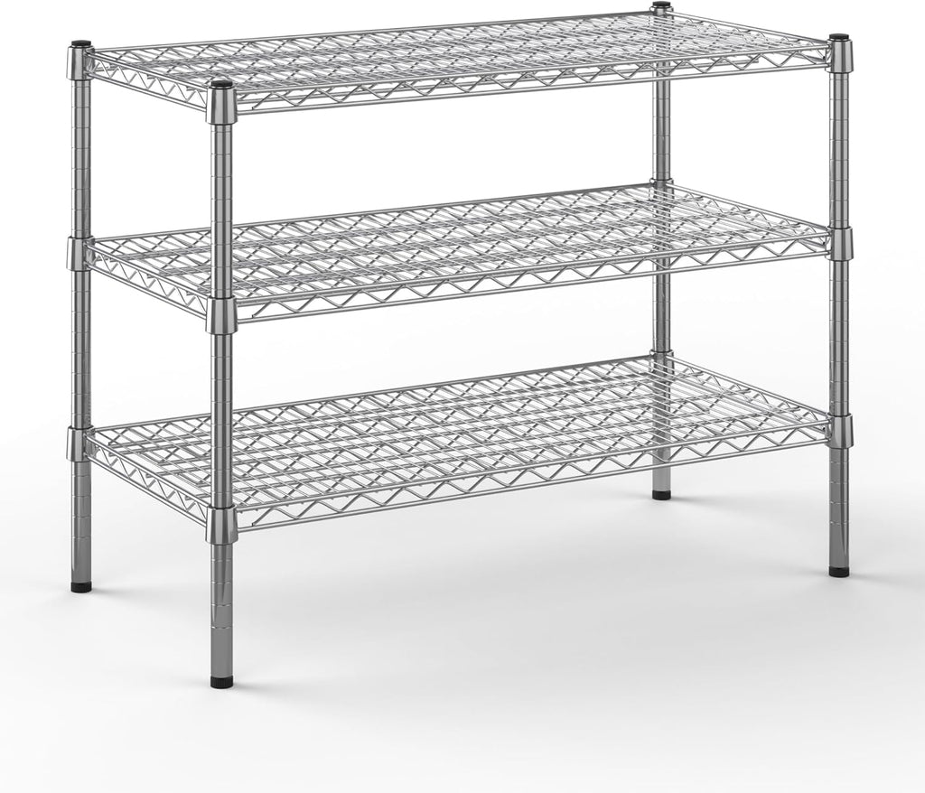 18" Deep x 36" Wide x 27" Height Wire Shelving Kit | 3-Tier | NSF Commercial Storage Rack Unit