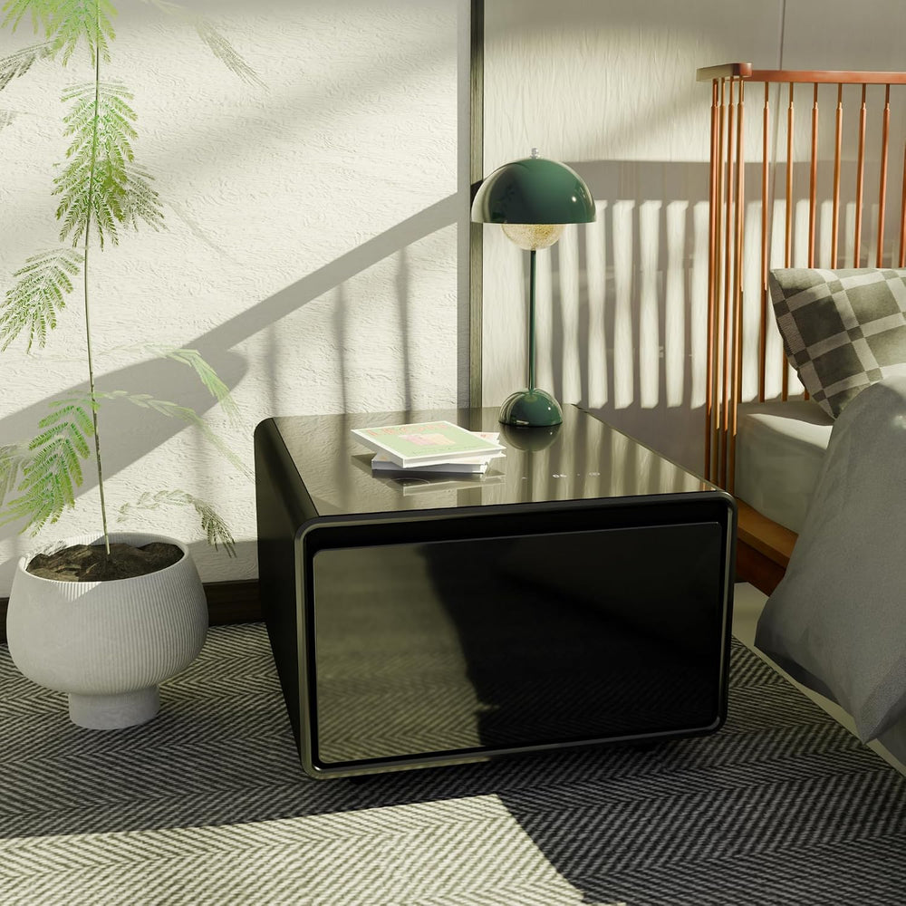 LUMISOL Smart Side Table with Built-in Fridge, Wireless Charging, Temperature...