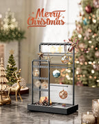 SONGMICS Jewelry Holder, Jewelry Organizer, Jewelry Display Stand with Metal Frame, Velvet Tray, Necklace Earring Bracelet Holder, for Studs, Rings, Christmas Gift, Ink Black UJJS021B01