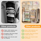 4 Tier Closet Hanging Organizer Foldable Dorm Closet Organizer White | Freestanding Closet Organizers and Storage with 5 S Hooks, wire closet shelving for Wardrobe Laundry Room Patent (11.8" D)