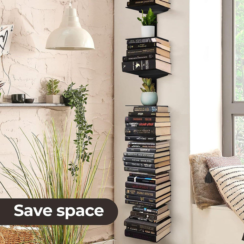 Floating Book Shelves for Wall, 6 Tier Invisible Floating Bookshelf, Vertical...