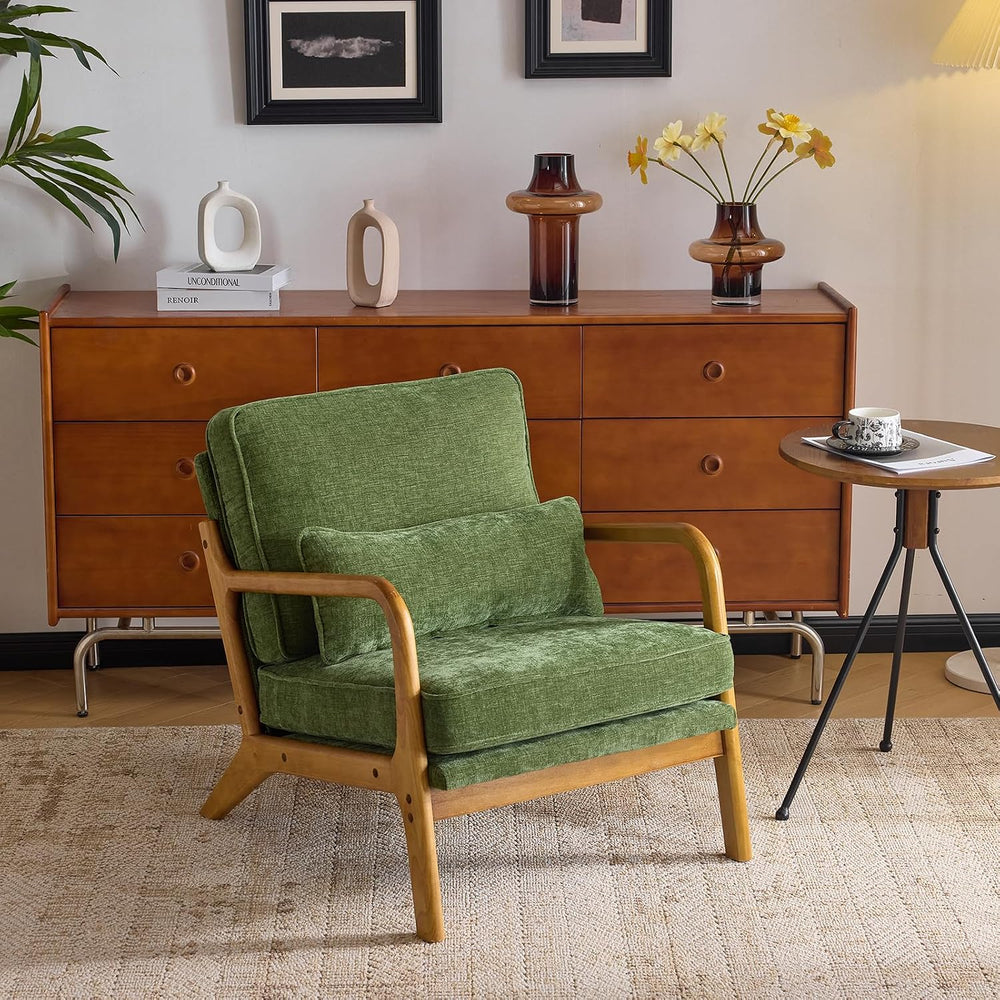 VINGLI Chenille Mid-Century Modern Accent Chair, Cute Reading Arm Chair with ...