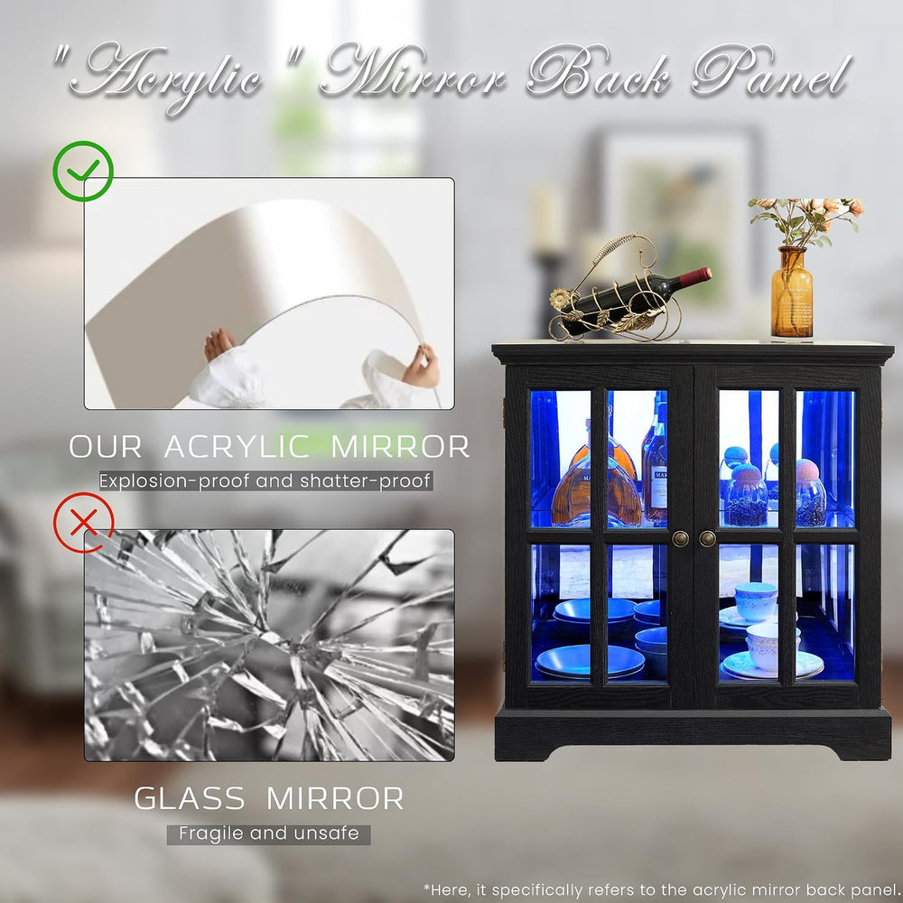 32" H LED Accent Curio Cabinet with 7 Color Lights for Collectibles, Mod...