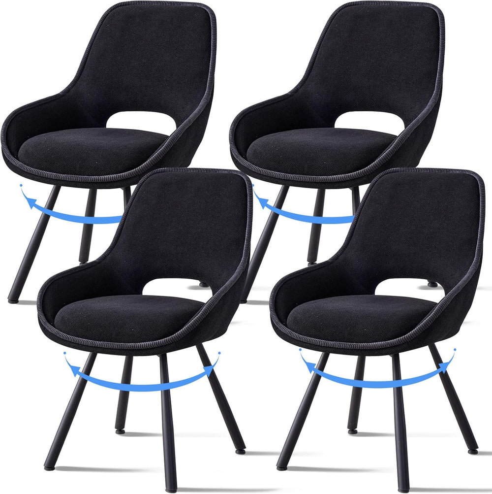 Swivel Dining Chair Set of 4, Modern Upholstered Fabric Kitchen Chairs with T...